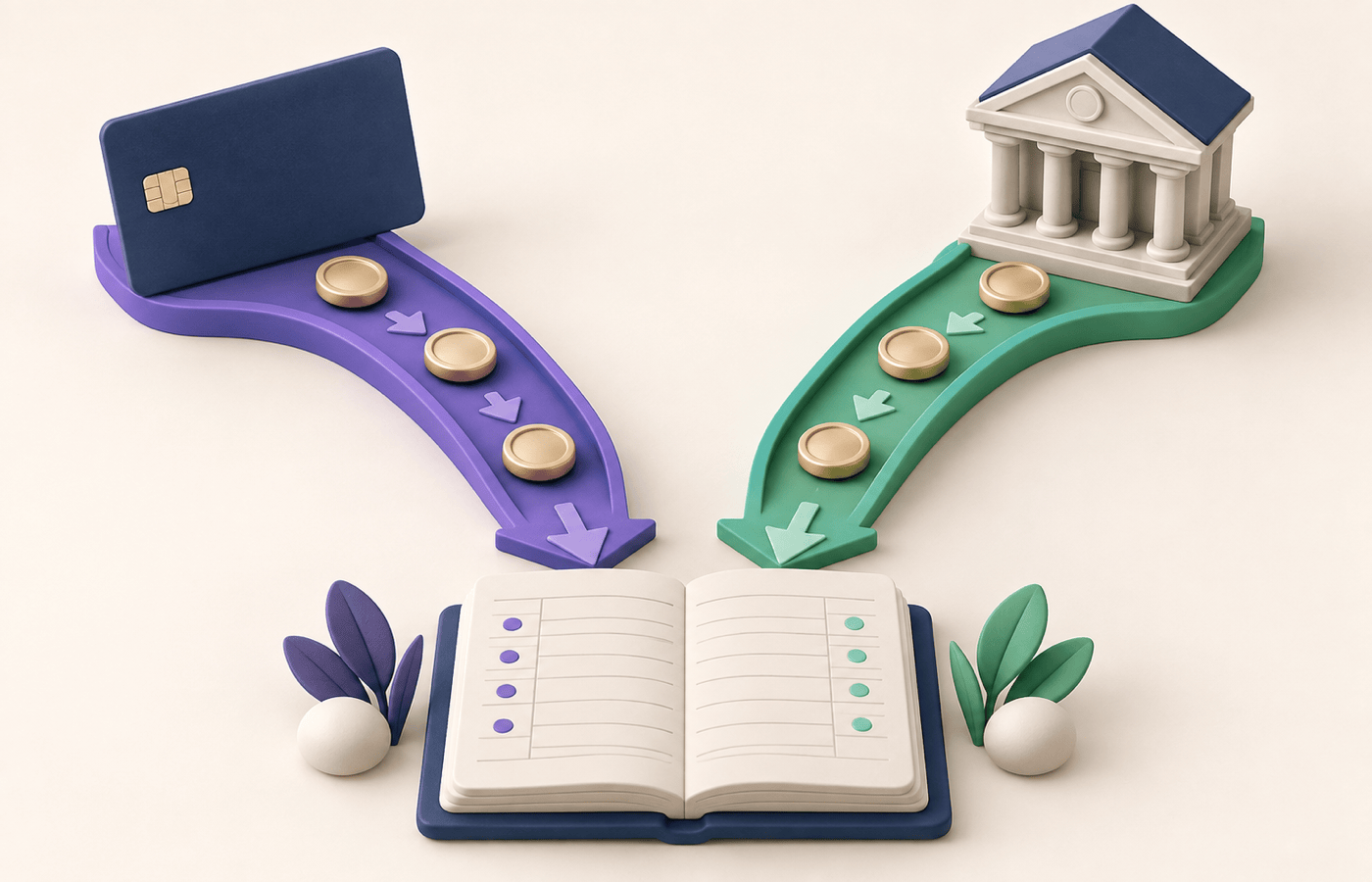 Cómo cobrar cuando unos clientes pagan por tarjeta y otros por banco — ilustración editorial
