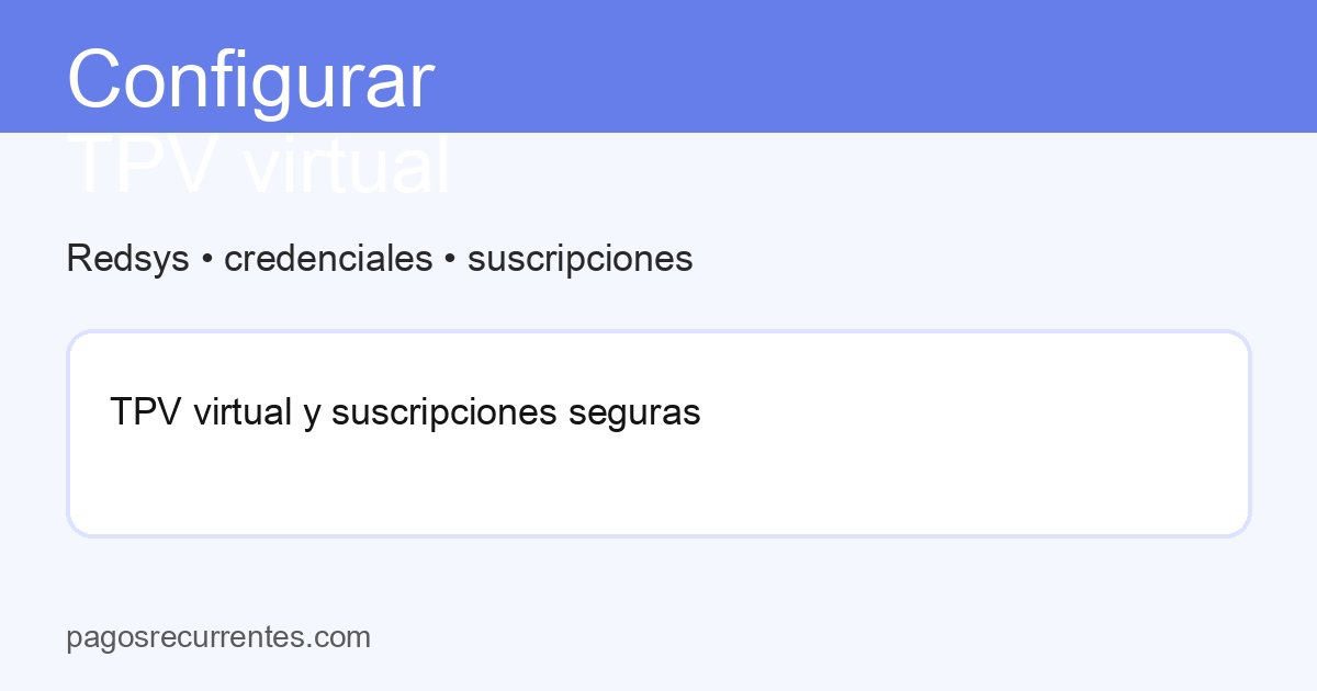 Configurar TPV Redsys