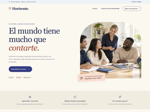 Vista de la web de ejemplo Academia Horizonte