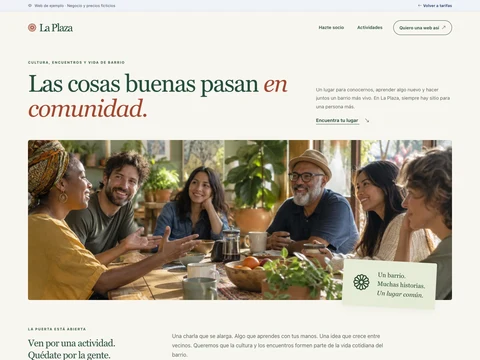 Vista de la web de ejemplo Asociación La Plaza
